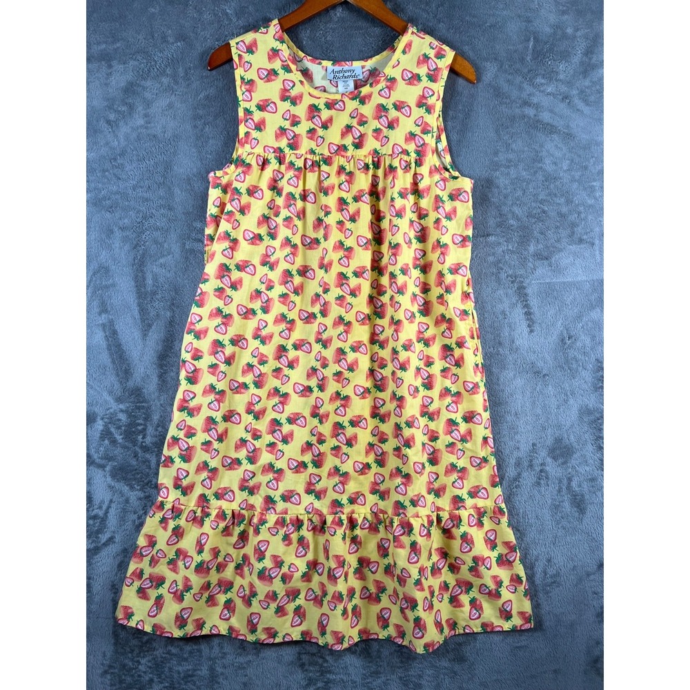 Anthony Richards Vintage House Dress Medium Petite Strawberry Yellow Muumuu